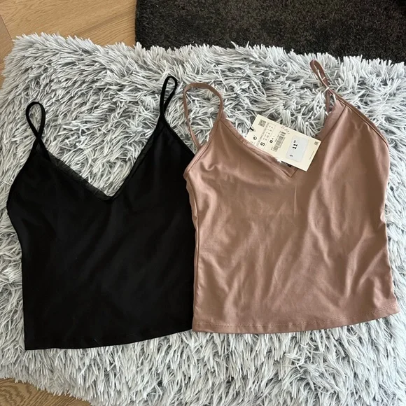 Two Zara cropped camisoles size Small NWT (0205) - Picture 2 of 5
